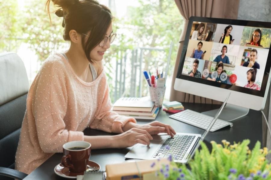 Woman Working From Home on Video Call