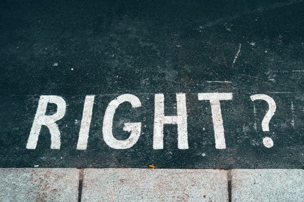 The road is painted with the word right.